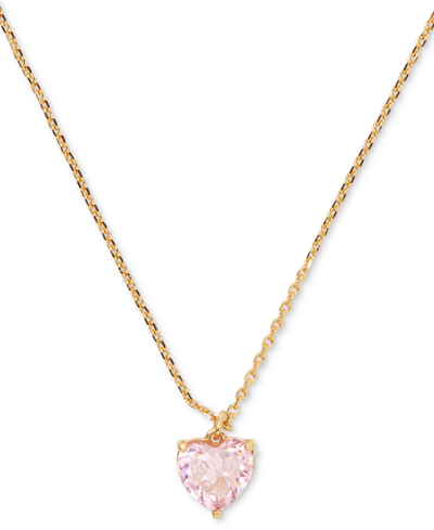 Shop Kate Spade Gold-tone Birthstone Heart Pendant Necklace, 16" + 3" Extender In Pink