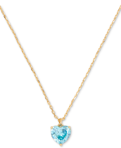 Shop Kate Spade Gold-tone Birthstone Heart Pendant Necklace, 16" + 3" Extender In Blue