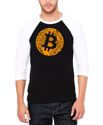 Shop La Pop Art Men's Bitcoin Raglan Word Art T-shirt In Black