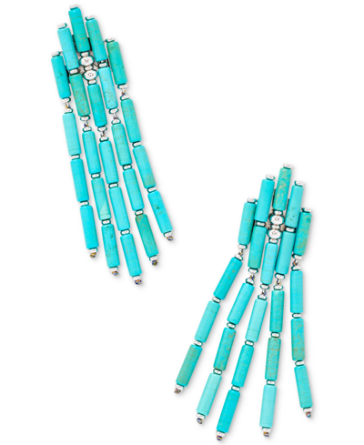 Shop Kendra Scott Rhodium-plated Gemstone Beaded Statement Earrings In Blue