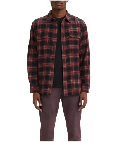 Levi's Men's Classic Worker Relaxed Flannel Shirt Robert Plaid Shaved | ModeSens