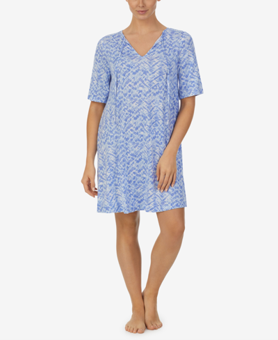 Shop Ellen Tracy Women's Short Sleeve Sleepshirt In Blue