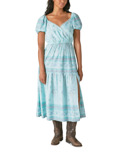 Shop Lucky Brand Women's Block-print Midi Dress In Blue