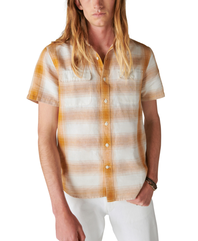 Shop Lucky Brand Men's Linen Plaid Short Sleeve Workwear Shirt In Multi