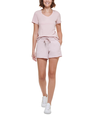 Shop Calvin Klein Performance Women's Ribbed Waistband Shorts In Pink