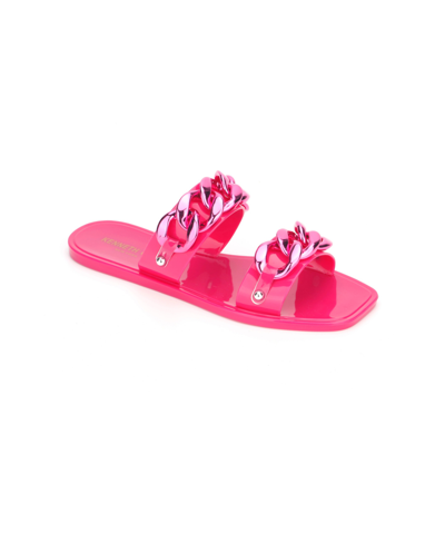 Shop Kenneth Cole New York Women's Naveen Chain Jelly Slide Flat Sandals Women's Shoes In Pink