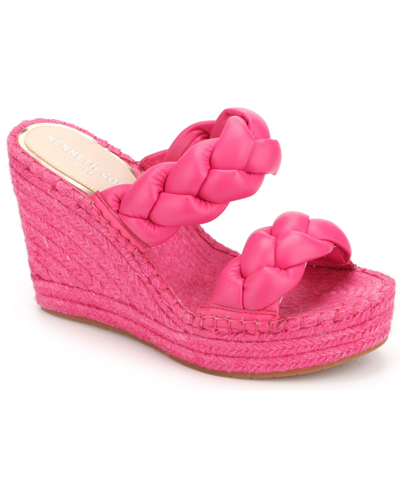 Shop Kenneth Cole New York Women's Footwear Olivia Braid Espadrille Wedge Sandals Women's Shoes In Pink