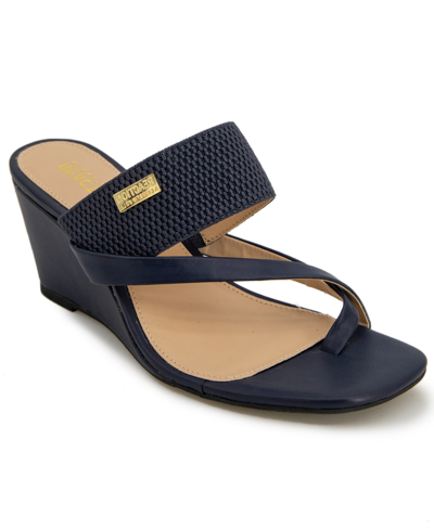 Shop Kenneth Cole Reaction Women's Morhaa Cross Wedge Sandals Women's Shoes In Blue