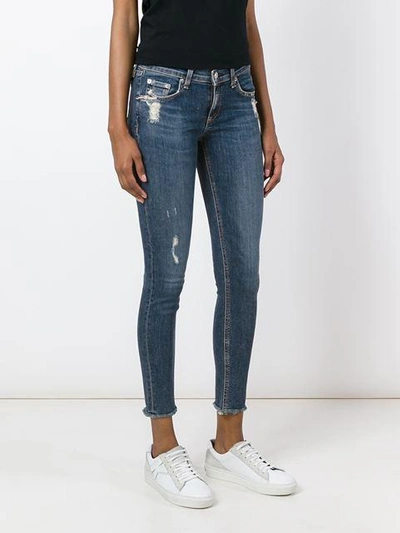 Shop Rag & Bone Distressed Cropped Jeans In Blue