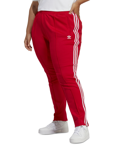 Shop Adidas Originals Originals Plus Size Adicolor Sst Tracksuit Bottoms In Red