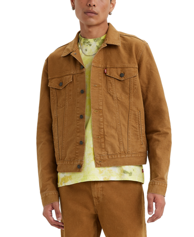 Shop Levi's Men's Regular Fit Non-stretch Denim Trucker Jacket In Brown