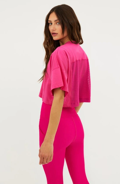 Shop Beach Riot Esme Mesh Back Cotton & Modal Crop T-shirt In Pink Glo