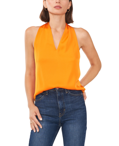Shop 1.state Women's Sleeveless V-neck Halter Top Blouse In Orange