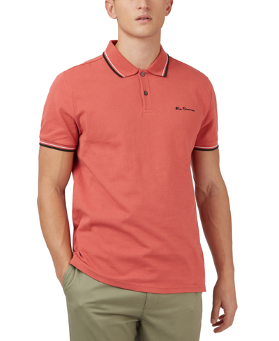 Shop Ben Sherman Men's Signature Tipped Short-sleeve Polo Shirt In Pink