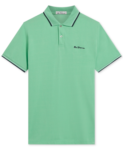 Shop Ben Sherman Men's Signature Tipped Short-sleeve Polo Shirt In Green