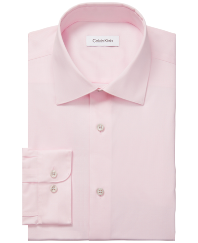 Shop Calvin Klein Men's Steel Slim-fit Non-iron Stain Shield Solid Dress Shirt In Pink