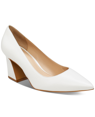 Shop Vince Camuto Women's Hailenda Pointed-toe Flare-heel Pumps Women's Shoes In White