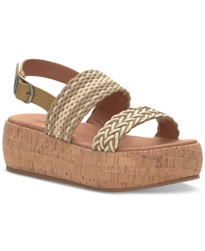 Shop Lucky Brand Women's Jadiel Woven Strappy Slingback Platform Sandals Women's Shoes In Brown