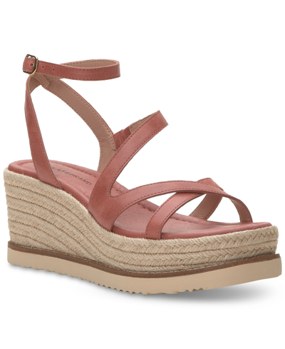 Shop Lucky Brand Women's Carolie Strappy Espadrille Wedge Sandals Women's Shoes In Red