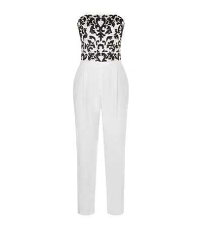 Alice And Olivia Jeri Beaded Straight Leg Jumpsuit In Off White - Black