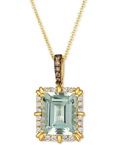 Shop Le Vian Mint Julep Quartz (3-3/4 Ct. T.w.) & Diamond (1/3 Ct. T.w.) Adjustable 20" Pendant Necklace In 14k G