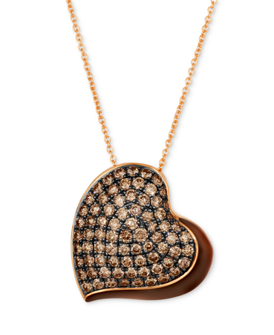 Shop Le Vian Chocolate Enamel Ganache Heart Pendant Necklace Featuring Chocolate Diamond (1-3/8 Ct. T.w.) & Ename