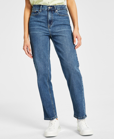 Shop Calvin Klein Jeans Est.1978 Women's High-rise Straight-leg Jeans In Blue