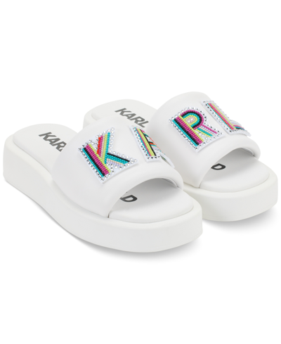 Shop Karl Lagerfeld Women's Opal Slip-on Platform Slide Sandals Women's Shoes In White