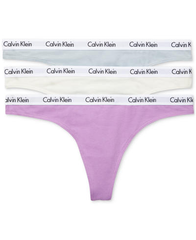 Calvin Klein Carousel Thong 3-pack In Grey,lilac,cream