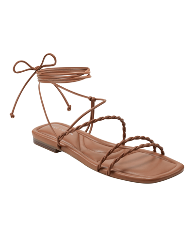 Shop Marc Fisher Women's Lakita Strappy Casual Flats Sandals Women's Shoes In Brown