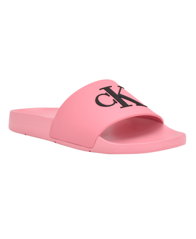 Shop Calvin Klein Women's Arin Beach Slide Slip-on Sandals Women's Shoes In Pink