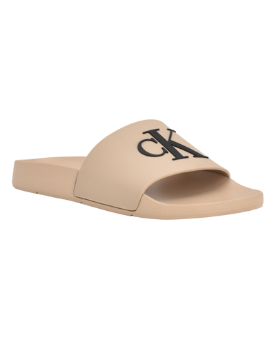 Shop Calvin Klein Women's Arin Beach Slide Slip-on Sandals Women's Shoes In Tan/beige