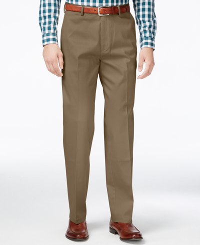 Shop Haggar Men's Big & Tall Premium No Iron Khaki Classic Fit Flat Front Hidden Expandable Waistband Pants In Tan/beige