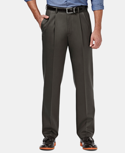 Shop Haggar Men's Premium No Iron Khaki Classic Fit Pleat Hidden Expandable Waist Pants In Gray
