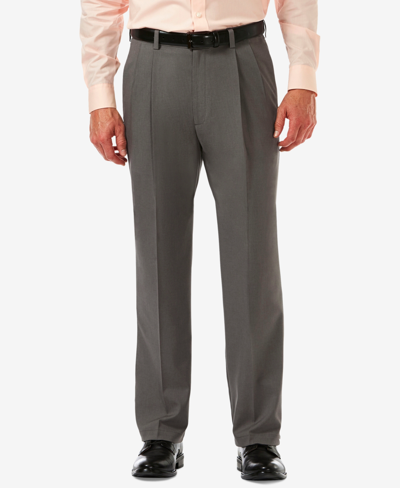 Shop Haggar Men's Cool 18 Pro Classic-fit Expandable Waist Pleated Stretch Dress Pants In Gray