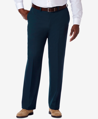 Shop Haggar Men's Big & Tall Cool 18 Pro Classic-fit Expandable Waist Flat Front Stretch Dress Pants In Blue