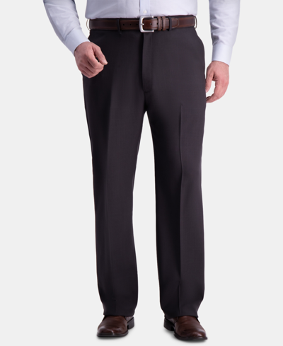 Shop Haggar Men's Big & Tall Premium Comfort Stretch Classic-fit Solid Flat Front Dress Pants In Gray
