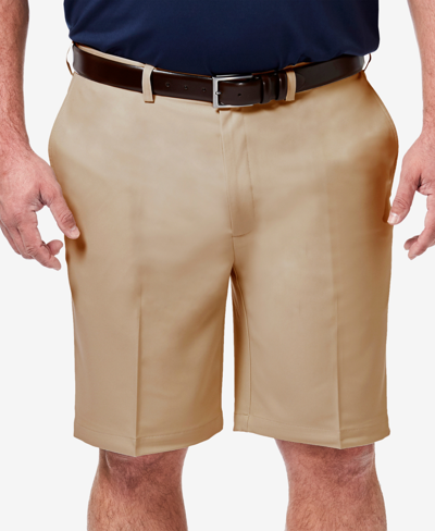 Shop Haggar Men's Big & Tall Cool 18 Pro Classic-fit Stretch Flat-front 9.5" Shorts In Tan/beige