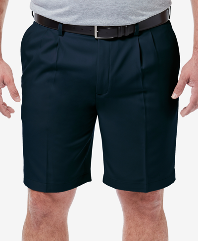 Shop Haggar Men's Big & Tall Cool 18 Pro Classic-fit Stretch Pleated 9.5" Shorts In Blue