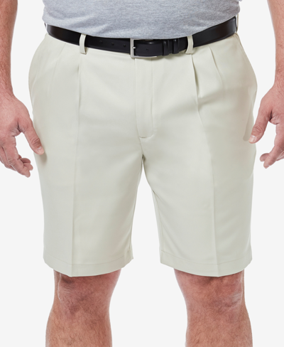 Shop Haggar Men's Big & Tall Cool 18 Pro Classic-fit Stretch Pleated 9.5" Shorts In Tan/beige