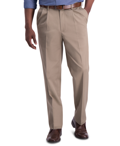 Shop Haggar Men's Iron Free Premium Khaki Classic-fit Pleated Pant In Tan/beige