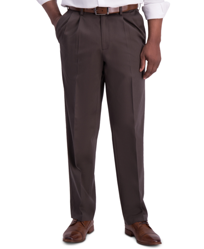 Shop Haggar Men's Iron Free Premium Khaki Classic-fit Pleated Pant In Brown