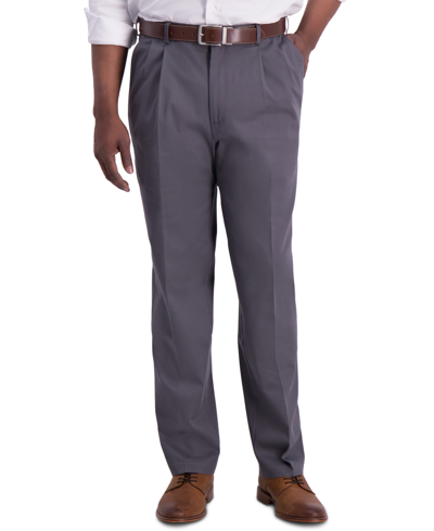 Shop Haggar Men's Iron Free Premium Khaki Classic-fit Pleated Pant In Gray