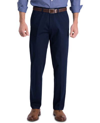Shop Haggar Men's Iron Free Premium Khaki Straight-fit Flat-front Pant In Blue