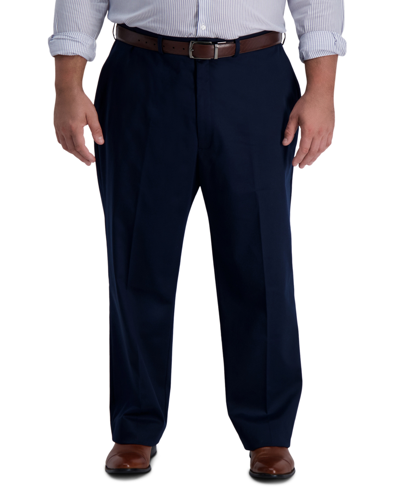 Shop Haggar Men's Big & Tall Iron Free Premium Khaki Classic-fit Flat Front Pant In Blue