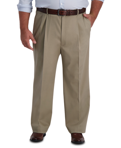 Shop Haggar Men's Big & Tall Iron Free Premium Khaki Classic-fit Pleated Pant In Tan/beige