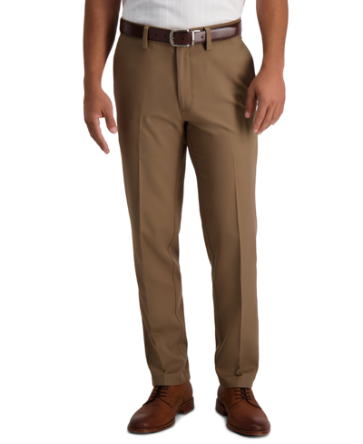 Shop Haggar Men's Cool 18 Pro Slim-fit 4-way Stretch Moisture-wicking Non-iron Dress Pants In Tan/beige