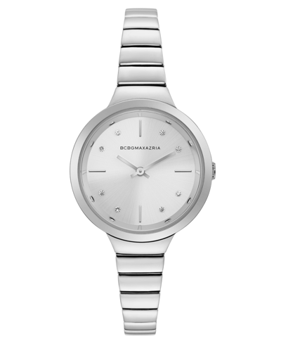Shop Bcbgmaxazria Ladies Silver Bracelet Watch With Silver Dial, 34mm In White