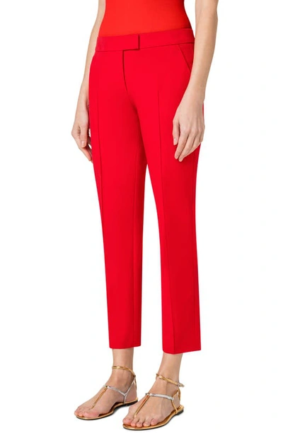 Shop Akris Punto Frankie Cotton Stretch Gabardine Ankle Pants In 006 Red