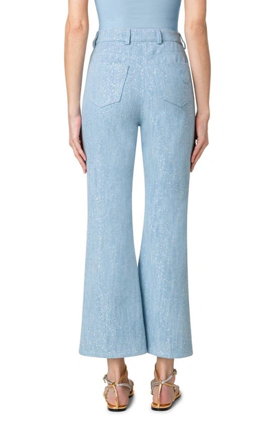 Akris Punto Cali Metallic Speck Bootcut-leg Ankle Denim Pants In Pale Blue Denim